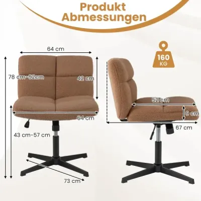 Schneider scaun pivotant scaun fără brațe scaun birou cu scaun mare maro