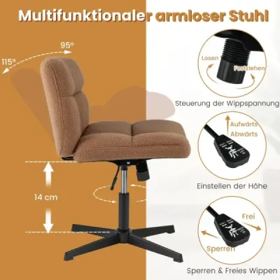 Schneider scaun pivotant scaun fără brațe scaun birou cu scaun mare maro