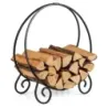 59 cm Firewood raft raft pliabil firewood raft pentru interior și exterior rezistent din metal fireraft negru