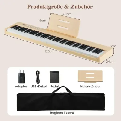 88 Chei Digital Piano Portabil Format complet Electric Keyboard Light Brown