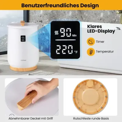 Prosoape mai cald găleată 20L mare încălzit prosop mai cald cu LED-uri funcţionare 1-buton & timer White