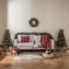 2 set 120 cm Mini artificial pom de Crăciun în oală cu ghirlandă de Crăciun și inel