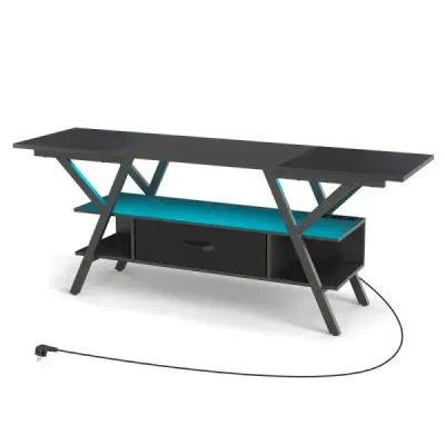Standuri TV de 65-inch TV 3-stage Entertainment Center cu LED-uri Black