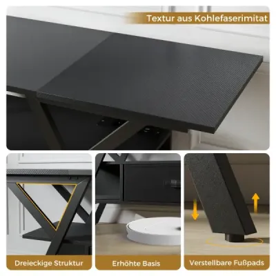 Standuri TV de 65-inch TV 3-stage Entertainment Center cu LED-uri Black