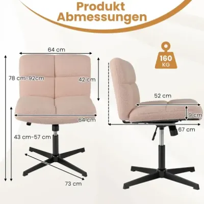 Schneider scaun pivotant scaun fără brațe scaun birou cu scaun mare roz