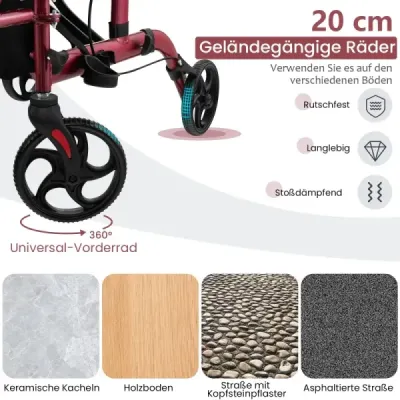 2 în 1 scaun cu rotile & Roller de călătorie cu sac & dublă frână & stoc Roller Red