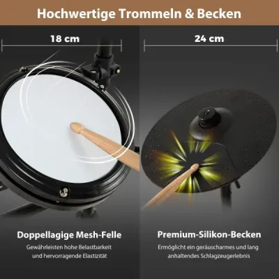 Set pliabil E-Drum cu Mesh Pads & 150 Sounds & 10 Demos 7 Set parțial E-Drum