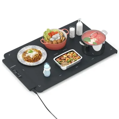 Electric Silicon Food Heat Mat cu încălzire rapidă de suprafață rollable negru 64 x 41 x 2 cm