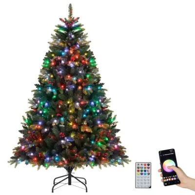 180 cm Brad artificial de Craciun cu 370 APP-Controlate Multicolor RGB Lumini Art Arbore