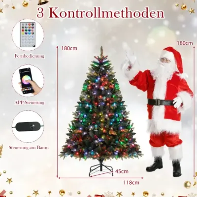 180 cm Brad artificial de Craciun cu 370 APP-Controlate Multicolor RGB Lumini Art Arbore