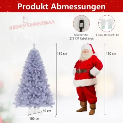 180 cm Brad artificial de Craciun cu iluminat, brad cu lumina alba calda Violet