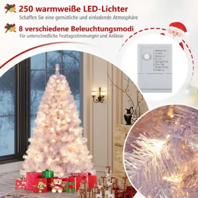 180 cm Brad artificial de Craciun cu iluminat, brad cu lumina alba calda Violet