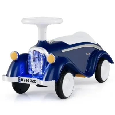 alunecare masina clasic picior la sol vehicul alunecare cu volan corn LED far albastru închis