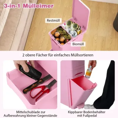 Deşeuri multifuncţionale de containere bucătărie găleată deşeuri cu găleată de fund înclinată Rosa