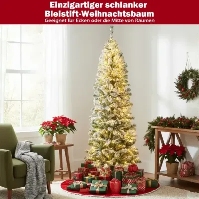 180 cm Brad artificial de Craciun cu 260 de lumini albe si creion de zapada Tannenbaum