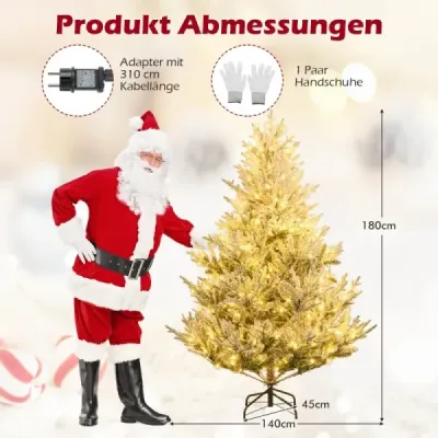 180 cm Brad artificial de Craciun cu iluminat si zapada Craciun pom de Craciun