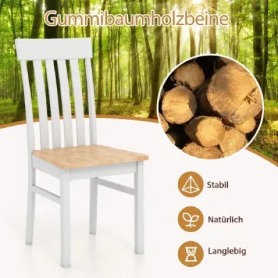 2er-Set Scaune dining Armless scaune de bucătărie cu spate ergonomic și scaun retras Natura
