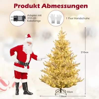210 cm Brad artificial de Craciun cu iluminat si zapada Craciun pom de Craciun