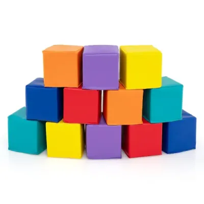 12 piese spuma blocuri de constructii moale blocuri de constructii Cuburi spuma moale căţărătoare Colorat