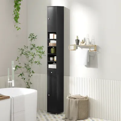 Cabinet mic baie cu 2 usi si 1 sertar si rafturi reglabile Cabinet baie negru