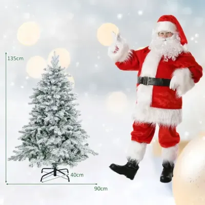 135 cm Brad artificial de Craciun cu iluminat si zapada Tannenbaum cu 120 de lumini LED albe calde