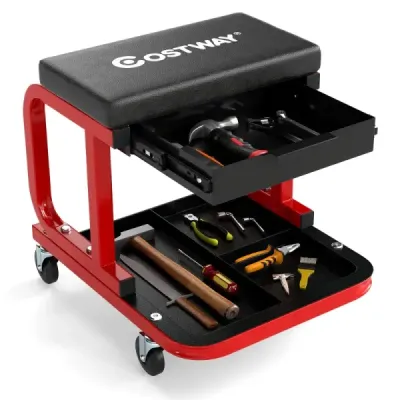 Atelier Stool & 185 kg Capacitate de încărcare Atelier Roll Seat Lucru Stool Negru