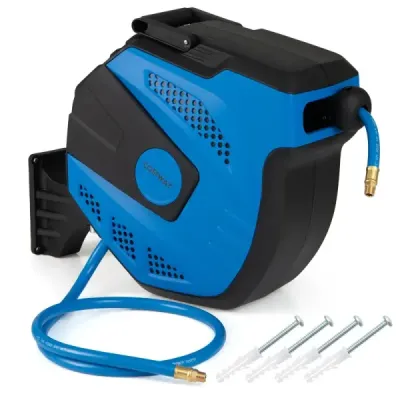 Retractor automat pentru furtun de aer cu un kit de montare pentru furtun de 15 m
