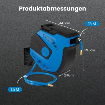 Retractor automat pentru furtun de aer cu un kit de montare pentru furtun de 15 m