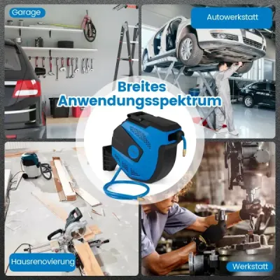 Retractor automat pentru furtun de aer cu un kit de montare pentru furtun de 15 m