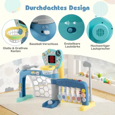 5-in-1 baschet set de activitate centru de activitate cu baschet reglabil baschet baschet poarta de golf bowling & baseball