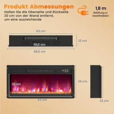 26 Inch Electric Fireplace Utilizați cu telecomanda și culoarea reglabilă a flăcării