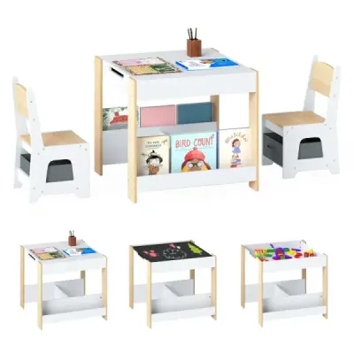 4 in 1 copii set masa si scaun cu varful mesei spiralate & raft pentru copii set masa natura