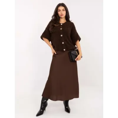 Fustă maro satin maxi (A2797)