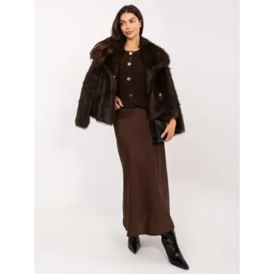Fustă maro satin maxi (A2797)
