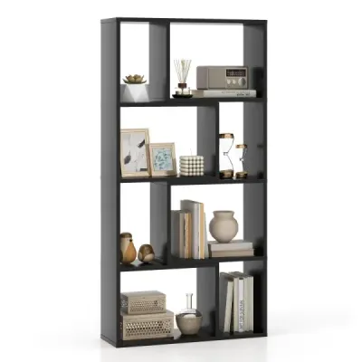 Raft de carte cu 4 nivele stand raft cu 8 compartimente cub raft 60 x 20 x 120 cm Negru