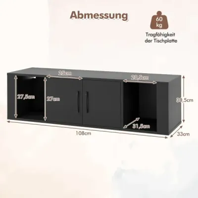 Dulap suspendat cu 2 usi cu 2 compartimente negre