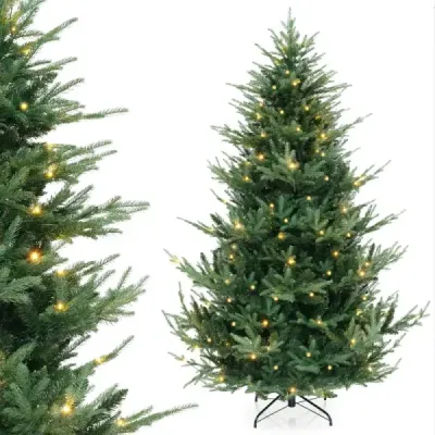210 cm Brad artificial de Craciun cu 340 de lumini albe calde Tannenbaum