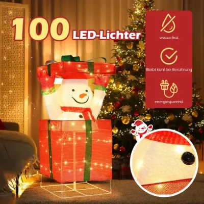 Led om de zăpadă în cutie de cadouri cu 100 de lumini alb cald LED Iluminat decorare Crăciun