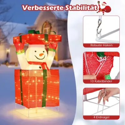 Led om de zăpadă în cutie de cadouri cu 100 de lumini alb cald LED Iluminat decorare Crăciun