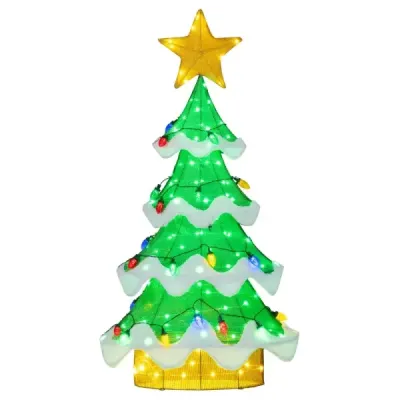 LED 130 cm Brad de Crăciun cu lumini LED & stele și becuri în formă de căpșuni