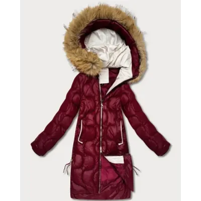 Jacheta pentru femei cu plapuma decorativa J Stil burgundy (5M3351-1)