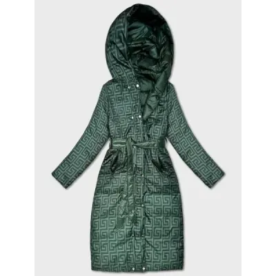 Geacă cu glugă verde cu două fețe (P22-6638-33+33)
