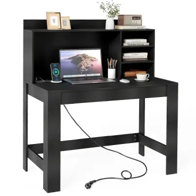 Tabel calculator cu masa de birou cabinet cu prize & cablu plumb-in modern make-up tabel scris negru