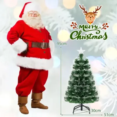 95 cm fibră optică pom de Crăciun brad artificial cu 93 ramuri stele ca vârful copacului verde