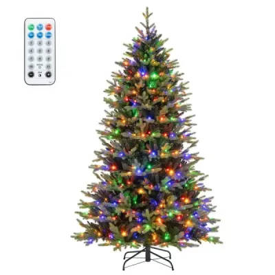210 cm copac artificial de Crăciun cu 1646 ramuri sfaturi 470 LED lumini verzi