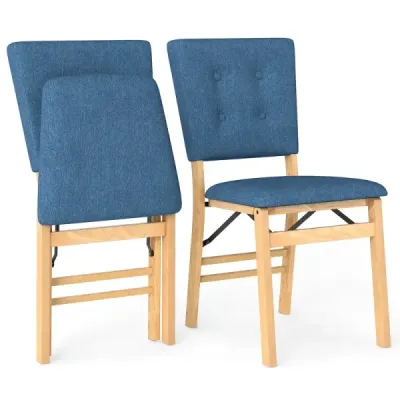 2 seturi Scaune dining pliabile cu scaun căptuşit Blue