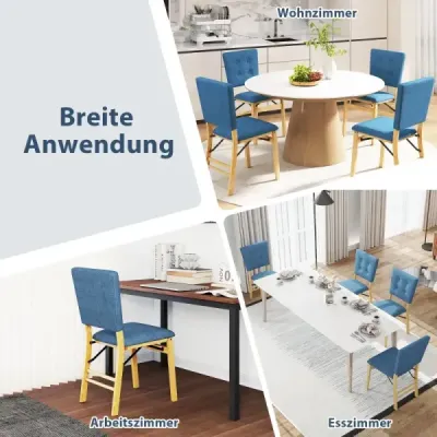 2 seturi Scaune dining pliabile cu scaun căptuşit Blue