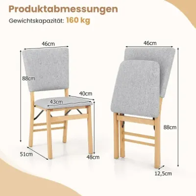 2 seturi Scaune dining pliabile cu scaun căptuşit Grey