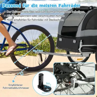Pendant câine pentru biciclete Pet Trailer pentru biciclete 40 kg