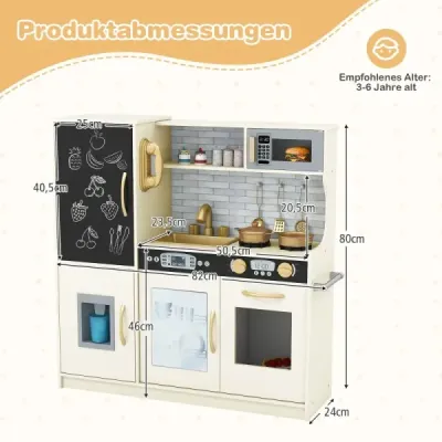 Joacă Bucătărie pentru Joacă Bucătărie Set pentru copii mici cu Tabelul 82 x 24 x 80 cm Cream White